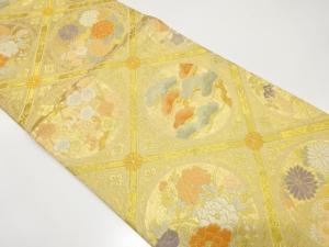 アンティーク 格天井に花丸模様織り出し袋帯(材料)